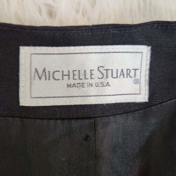 MICHELLE STUART Women size 6 Black Linen‎ Blazer Double Breasted Made in USA - Picture 7 of 16